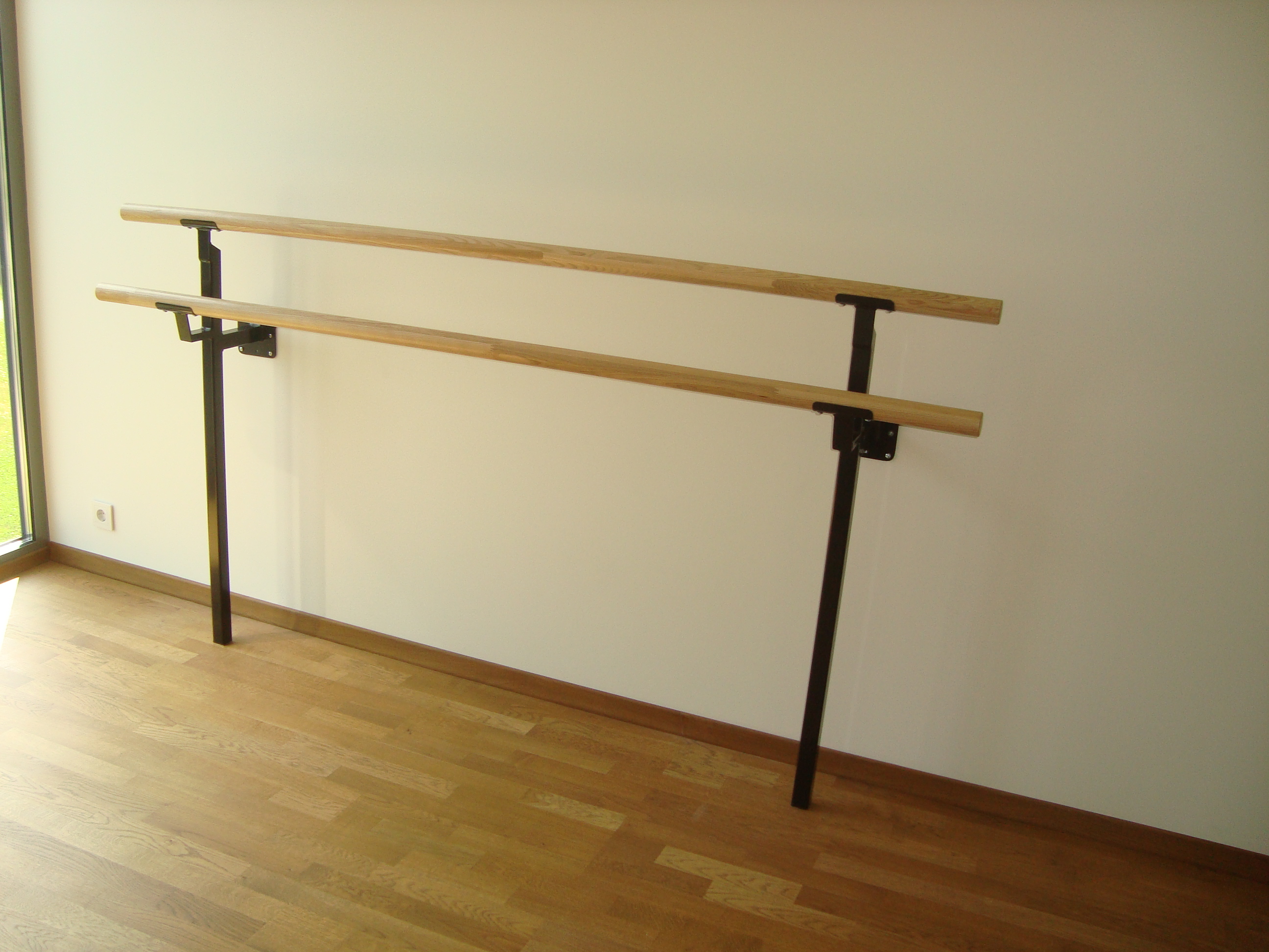 Juliet - Double Bar ADJUSTABLE Floor Mount Ballet Barre System (wood) For  Ballet/Dance Only